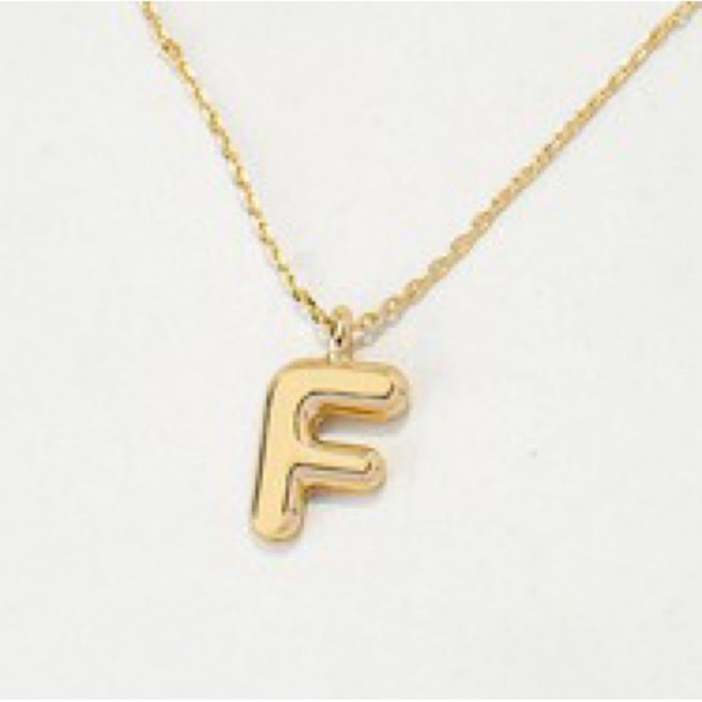 Gold Bubble Initial Letter Necklace (4000)